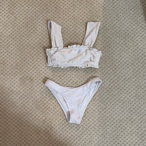 White Eyelet Ruffle Bikini